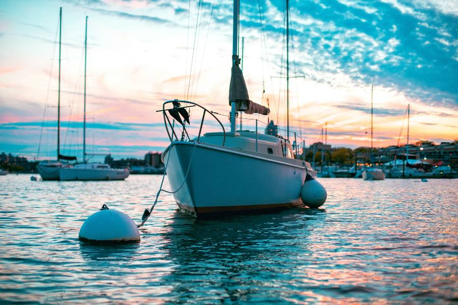a boat in Maine anchored properly to avoid boating accidents.
